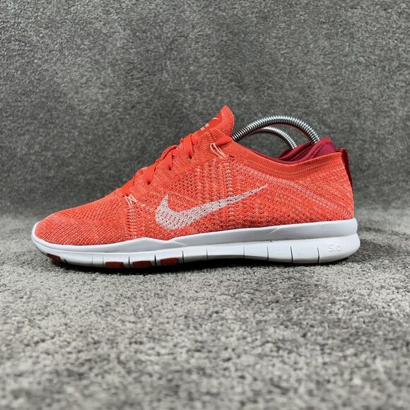 Nike Free TR Flyknit 718785-601 Womens Sz 9 Neon Orange Pink Training Shoes Used - Picture 5 of 11
